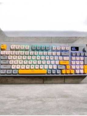 ONIKUMA G80 94-Key Wireless Gaming Keyboard RGB LCD Knob Tri-Mode White